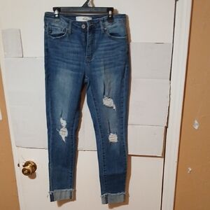 KanCan Distressed Ankle Jeans in Blue